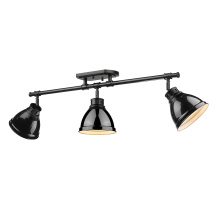 Golden 3602-3SF BLK-BK - Yep by Golden Lighting Duncan 3-light Semi-Flush Mount in Matte Black and Black shade